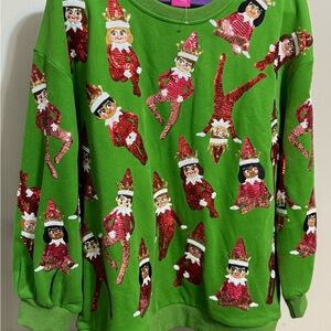 QUEEN OF SPARKLES Green Elf Sweatshirt